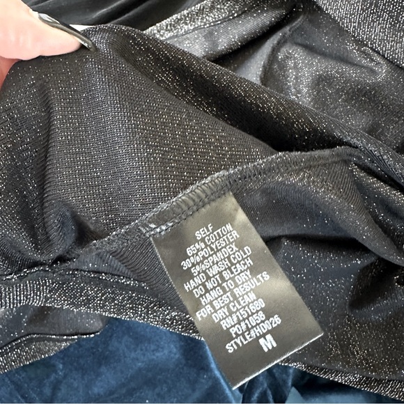 Metallic Silver Sparkle Black Mini Babydoll Dress Storia Size Medium - Picture 12 of 14